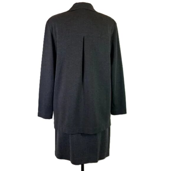Talbots Vintage 90's Business Suit Charcoal Gray Ponte Knit Jacket Skirt Size 12 - Picture 4 of 15